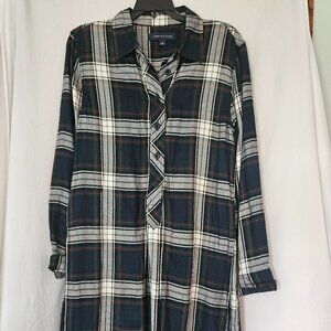 Tommy Hilfiger Navy White Plaid Button-Front Tunic